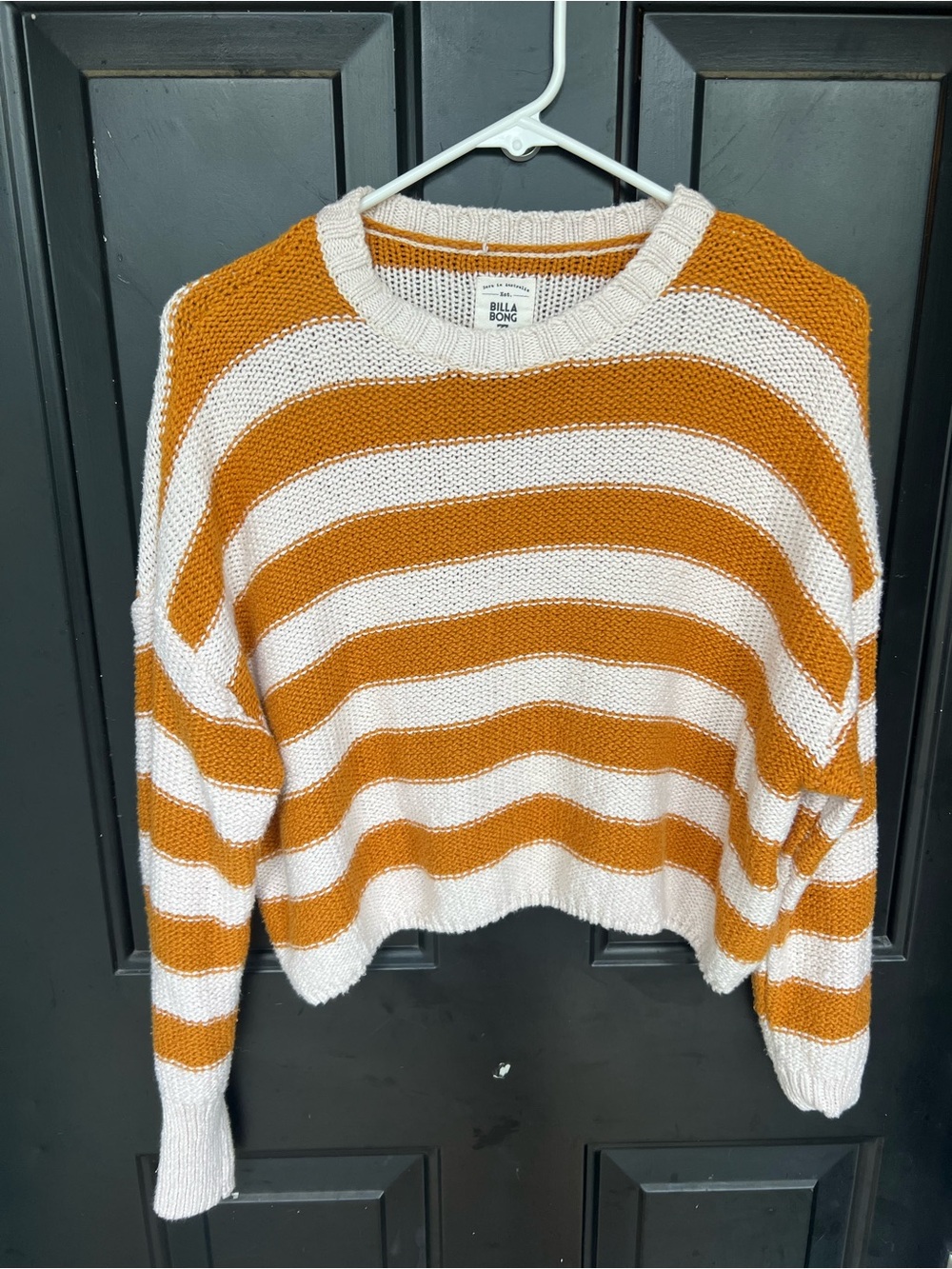 Billabong Women's Sunset Long Sleeve Crew Neck Crop Sweater Striped Size S